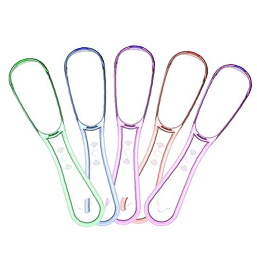 5pcs Lengua Raspador Limpiador Mal Aliento De La Mano Del Raspador De Cepillo De Sílice Handle Higiene Bucodental Cuidado De Limpieza Color Azar