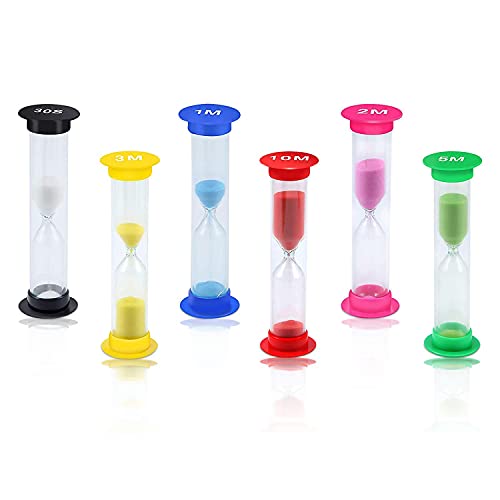 6 PCS Reloj Arena Color Temporizador 30 seg / 1minutos / 2minutos / 3minutos / 5minutos / 10 Minutos, Temporizador de Reloj, Relojes de Arena, Reloj de Arena para Niños Lavado Dientes, Hogar, Cocina