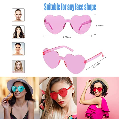 6 Pieza Corazón Gafas, Gafas de Sol con Forma de Corazón, Gafas de Sol Transparentes Color, Caramelo Gafas de Sol, Divertidas Gafas de Espejos, Gafas de Sol Sin Montura en Forma Cosplay de Fiesta