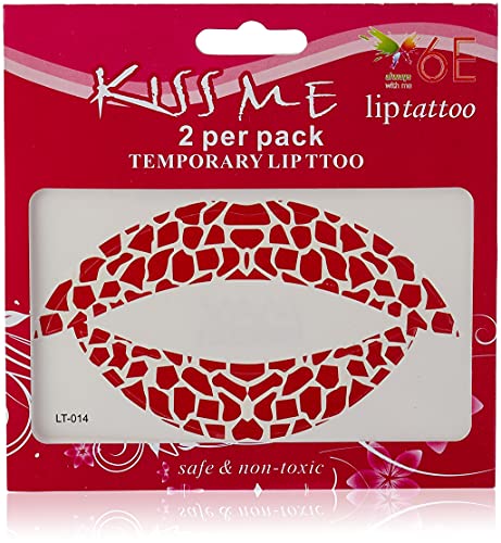 6E tatuaje del labio rojo del corazón 2 x Pack de 2