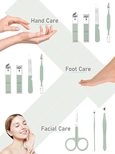 7 en 1 Set de Manicura y Pedicura, Kalolary Kit Profesional Cuidado Uñas Acero Inoxidable Kit Pedicura Aseo con Estuche Viaje Portátil para Uñas Gruesas Removedor Cutículas Cuidado Mujeres Hombres