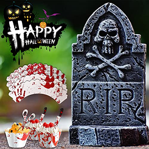 72 piezas de adornos para cupcakes de Halloween, adornos para cupcakes de Halloween, adornos para tartas y envoltorios para cupcakes para Halloween, carnaval, tartas