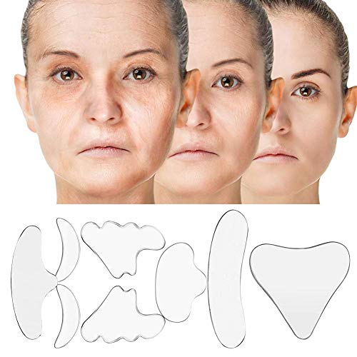 8 Unids/set Parches de Silicona Antiarrugas Reutilizables Ojo Cara Mejilla Pecho Frente Cuello Almohadillas Antiarrugas Parches de Ajuste Suavizante Lifting Almohadilla de Líneas Finas para Mujeres