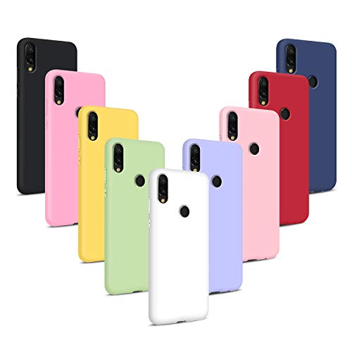 9X Funda Huawei Honor 10 Lite/P Smart 2019, Trasero Color Sólido Cáscara Flexible Suave Delgado TPU Silicona Protección Case Mate Antigolpes Anti-rasguño Caso - 9 Colores