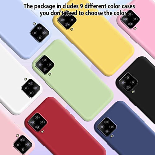 9X Funda para Samsung Galaxy A12 4G/M12 4G, Carcasas Flexible Suave TPU Silicona Ultra Delgado Protección Caso(Rojo + Rosa Claro + Púrpura + Amarillo + Rosa Oscuro + Verde + Negro + Azul Oscuro)