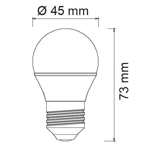 A2BC LED Lighting Bombilla LED esférica 6W. E27. 470 LM, 6 W, Blanco Cálido 3000k, 2 Unidad (Paquete de 1), 2