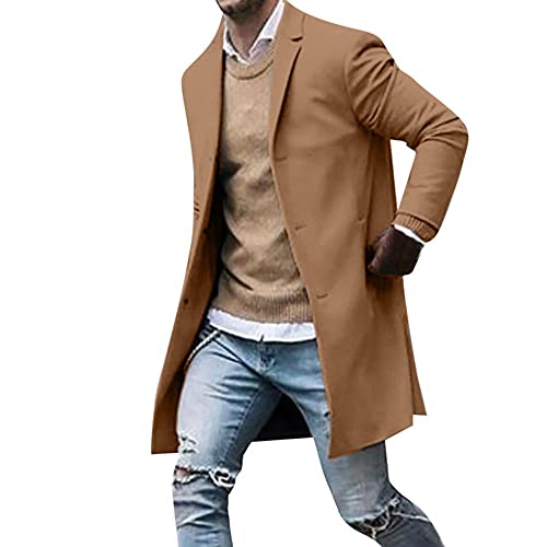 Abrigos de Hombre,Dragon868 Los Hombres de Estilo Simple Foso Outwear Abrigos Largos Abrigos Hombre Ofertas de Invierno Rebajas, Venta de liquidación! (S, X-Caqui)