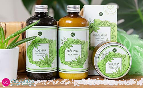 Accentra - Juego de baño de aloe vera de 6 piezas para regalo, juego de spa para cualquier ocasión.