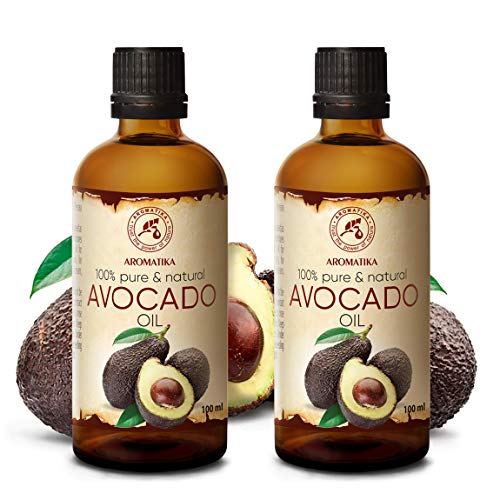 Aceite de Aguacate - 2x100ml - Persea Gratissima - Prensado en Frío - Avocado Oil - Aceite Base - Aceite Portador - Aceite para la Piel - Cuidado del Cabello - Aceite de Baño