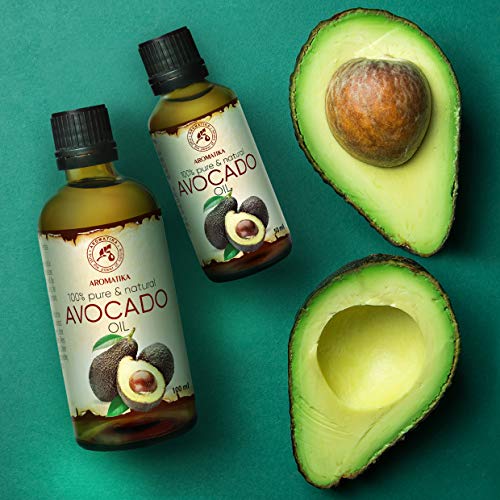 Aceite de Aguacate - 2x100ml - Persea Gratissima - Prensado en Frío - Avocado Oil - Aceite Base - Aceite Portador - Aceite para la Piel - Cuidado del Cabello - Aceite de Baño