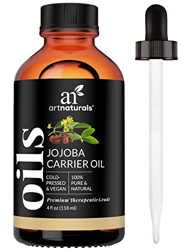 Aceite de jojoba 100 % orgánico, 120 ml, extraído de forma natural y prensado en frío, sin refinar, hidratante para la cara, pelo, piel, uñas, cutículas, estrías y pieles sensibles, de ArtNaturals