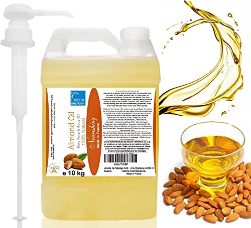 Aceite de Masaje Vegetal Puro de Almendras Dulces Prensado en Frío. Aceite Corporal & Facial. Hidratante para el Cabello. Suavizante bebe. Antiestrias. Reafirmante Senos Natural - 10 litros