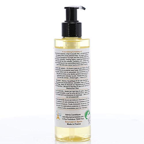 Aceite de Masaje Vegetal Puro de Almendras Dulces Prensado en Frío. Aceite Corporal & Facial. Hidratante para el Cabello. Suavizante bebe. Antiestrias. Reafirmante Senos Natural - 500 ml