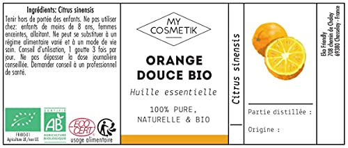 Aceite esencial de Naranja Dulce orgánico - MY COSMETIK - 10 ml