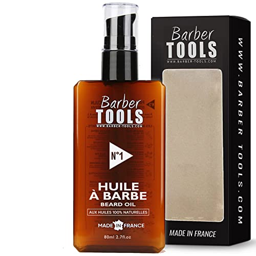 Aceite para barba | N°1 | con aceites 100% naturales 80ml - Promueve el crecimiento de la barba - Con aceite RICIN, 7 aceites vegetales y 3 aceites esenciales y vitamina E - BARBER TOOLS -