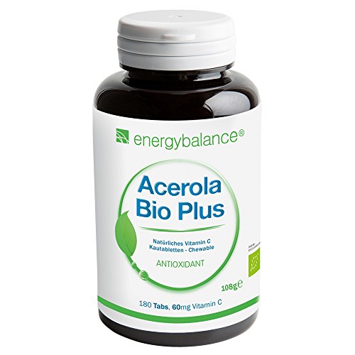 ACEROLA Bio Plus | la vitamina C orgánica 60mg | top ingesta | popular entre los niños | Vegano | sin gluten | sin OGM | 180 Lutschtabs