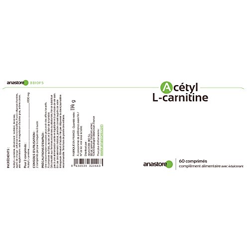 ACETIL L - CARNITINA * 500 mg / 60 comprimidos * Cardiovascular (glucosa), Cerebro, Equilibrio emocional, Rendimiento deportivo, Visión * Garantía de satisfacción o reembolso * Fabricado en Francia