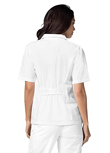 Adar Casaca médica para Mujer - Casaca médica con Cuello, Solapa y Botones - 2629 - White - S