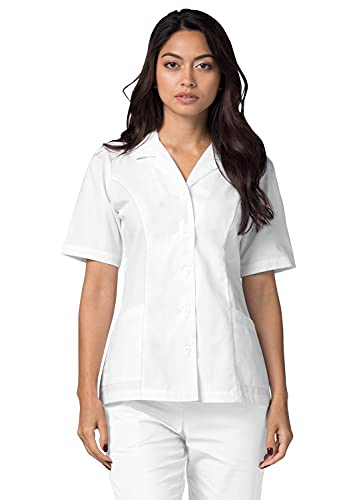 Adar Casaca médica para Mujer - Casaca médica con Cuello, Solapa y Botones - 2629 - White - S