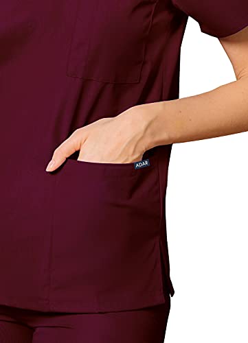 Adar Casaca médica Unisex - Casaca Sanitaria con Cuello en v - 601 - Burgundy - S