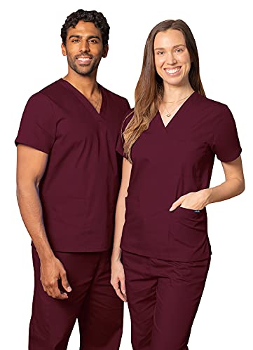 Adar Casaca médica Unisex - Casaca Sanitaria con Cuello en v - 601 - Burgundy - S