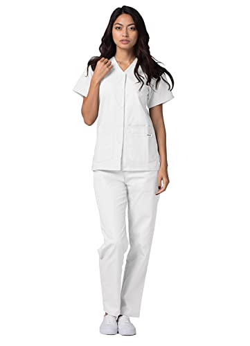 Adar Uniformes médicos para Mujer - Casaca Sanitaria Frontal a presión - 604 - White - S