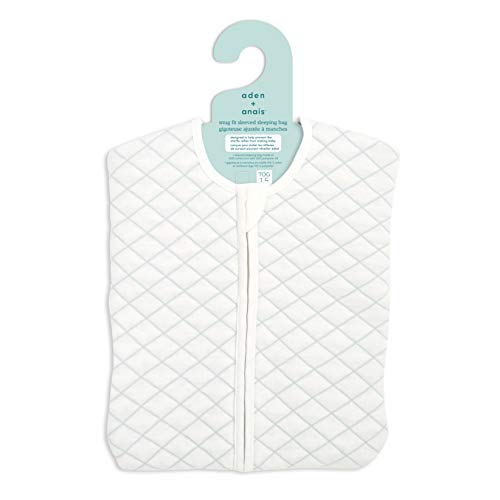 aden + anais Saco de Dormir de Manga para bebé, 100% algodón, Manta para Llevar para niñas y niños, Saco de Dormir Transpirable y cálido, clasificación TOG 1.5, 3-6 Meses, Puntada Crema/Menta