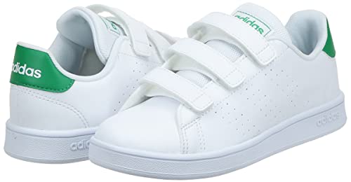 adidas Advantage C, Sneaker, Cloud White/Green/Grey, 32 EU