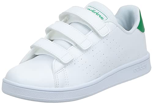 adidas Advantage C, Sneaker, Cloud White/Green/Grey, 32 EU