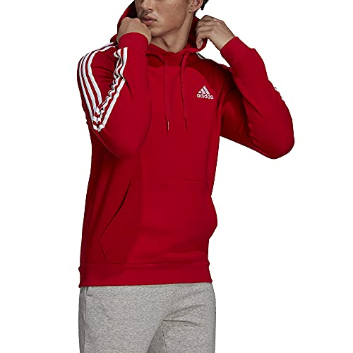 adidas M 3S FL HD Sweatshirt, Scarlet/White, XS Mens