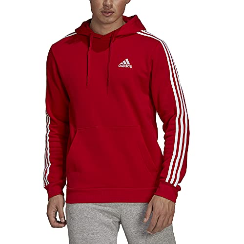 adidas M 3S FL HD Sweatshirt, Scarlet/White, XS Mens