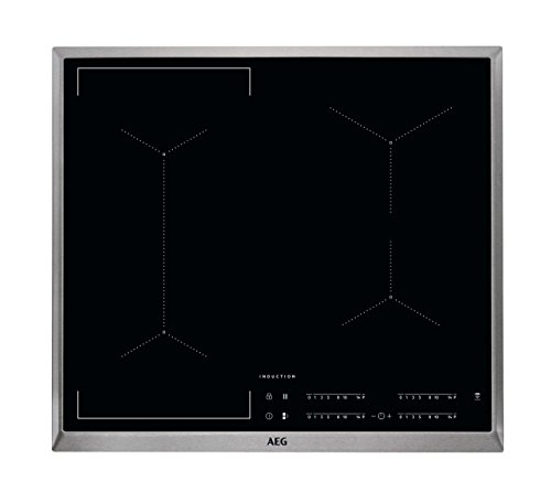 AEG IKE64441XB - Placa de cocina autosuficiente con pantalla táctil, detección de olla y función Hob²Hood, 4 zonas de cocción, marco de acero inoxidable, 60 cm