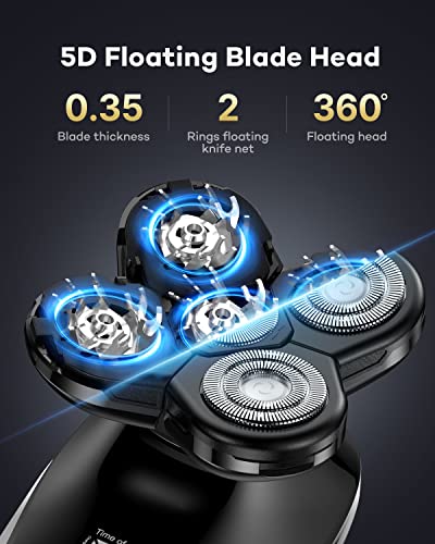 Afeitadora eléctrica para hombres, afeitadora para la cabeza calva ATEEN para hombres, pantalla LED, recortadora de barba, afeitadora en seco y húmedo, juego de cuidado 4 en 1 (Plata)