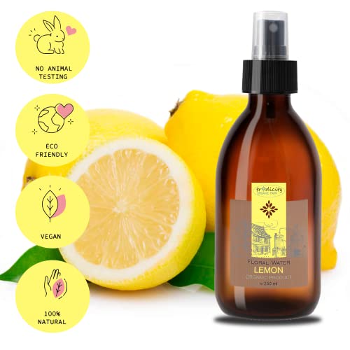 Agua Floral de Limón - Hidrolato de Limón Bio - Tónico Facial, Tónico para la Piel, Spray Natural para el Cabello Ecologico, Hidrosol Organicoa, Bruma Facial , Astringente facial - 250 ml