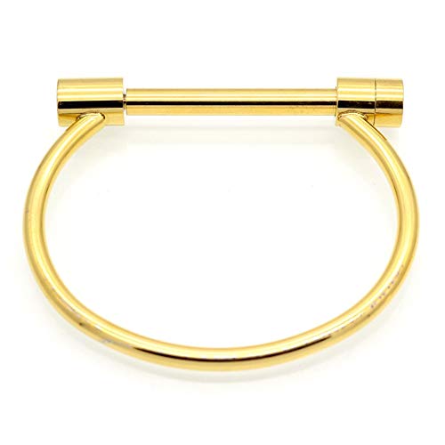 AILUOR de las Mujeres de Acero Inoxidable de D Bar Forma Tornillo Grillete de Herradura de la Novedad de Pulsera de Moda de joyería de Oro Ajustable