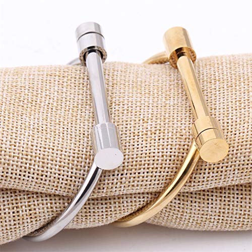 AILUOR de las Mujeres de Acero Inoxidable de D Bar Forma Tornillo Grillete de Herradura de la Novedad de Pulsera de Moda de joyería de Oro Ajustable