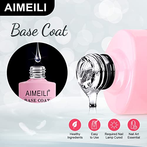 AIMEILI Base Coat Semipermanente Capas Base Esmalte Semipermanente de Uñas UV LED Soak Off Uñas De Gel 10ml