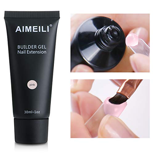 AIMEILI Builder Gel Nail Extensión Esmaltes Semipermanentes de Uñas Gel Construcción Consejos para uñas Rápida Molde Finger UV LED - Pink (30ml 1oz)