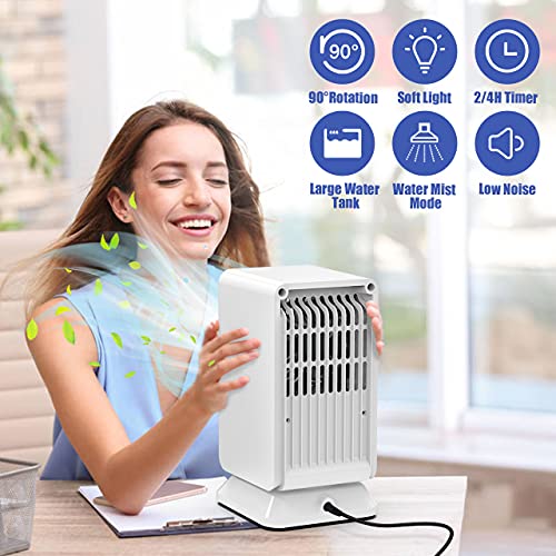 Aire Personal y Portátil, TedGem Aire Acondicionado Portátil, Aires Acondicionados Móviles Agitador Izquierdo y Derecho 45 °, 3 en 1 Ventilador/Humidificador/Acondicionador, para Oficina/Hogar(White)