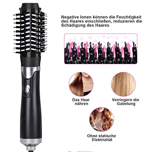 Aisches - Secador de pelo multifuncional, cepillo de aire caliente para dar volumen al cabello, rizador de pelo