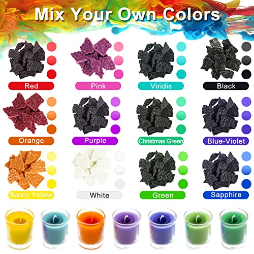 AJOXEL 12 Colores Tintes para Velas DIY Tinte de Cera Kit Materiales para Hacer Velas para Cera de Soja/Parafina/Cera de Abejas - 10 g / 0.35 oz Fabricación de Jabón y Velas Colores para Adultos