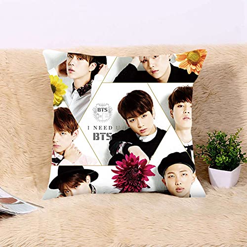 AKlamater Fundas de almohada Kpop BTS de 45 x 45 cm, para decoración del hogar de personajes de doble cara, fundas de almohada para coche, sofá, dormitorio, sala de estar (multi10)