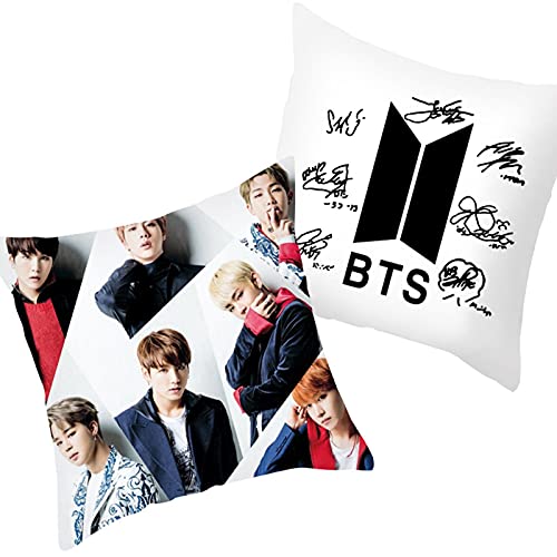 AKlamater Fundas de almohada Kpop BTS de 45 x 45 cm, para decoración del hogar de personajes de doble cara, fundas de almohada para coche, sofá, dormitorio, sala de estar (multi10)