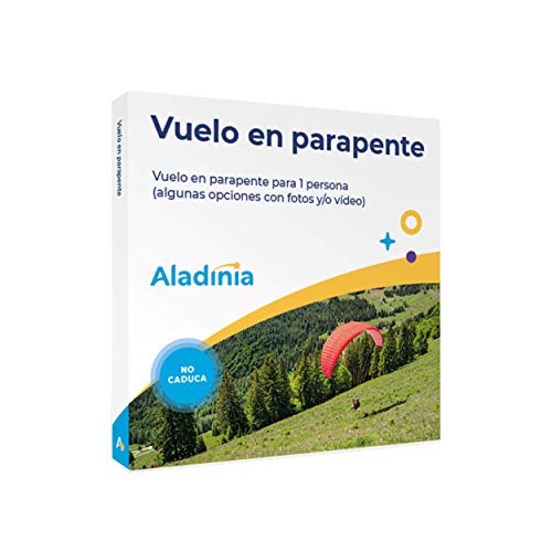 ALADINIA Vuelo en Parapente. Pack experiencias Aventura para Regalar con más de 40 Zonas de Vuelo a Elegir. Cofre Regalo Original para los más atrevidos. Sin caducidad, Cambios ilimitados