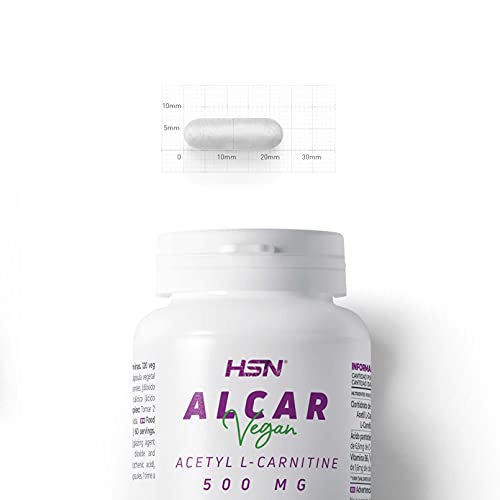 ALCAR de HSN | 120 Cápsulas Vegetales 1000 mg de Acetil L Carnitina por Dosis Diaria | Suministro 2 Meses | Con Vitamina B5 y B6 | No-GMO, Vegano, Sin Gluten