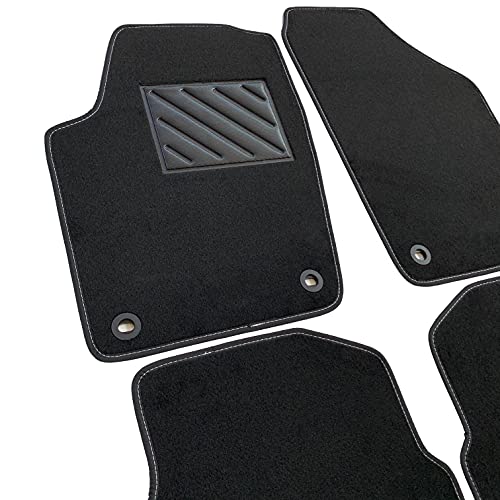 Alfombrillas para VW Polo 9N-9N3 2001-2009 Alfombrillas de coche a medida, antideslizantes, talonera de goma reforzada, botones de anclaje ovalados