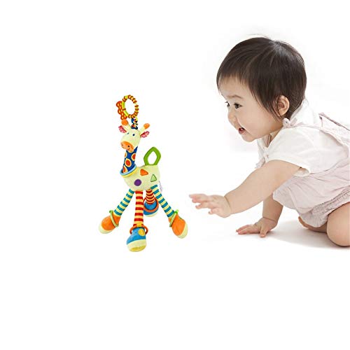 Algodón de felpa bebé desarrollo suave jirafa animal campanas sonajeros mango juguetes diente goma cama campana juguete para bebé
