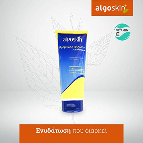 Algoskin Jalea de petróleo con Vitamina E para pieles secas y ásperas – Hidrata y protege de la sequedad, crema de cuidado con protección solar - Crema para manos, codos y rodillas agrietadas - 170g