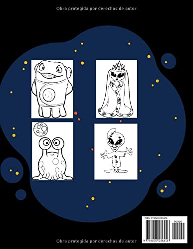 Alienígena libro para colorear para niños 4-9: Creatividad y relajación Libros para colorear de extraterrestres para niños y niñas en el espacio ... de extraterrestres y planetas Monstruos