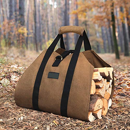 Amagabeli Lona bolsa de registro de chimenea Hogar 99x45,7cm Bolsa de almacenamiento deleña titular de registro Gran capacidad con asas Portador de madera contra incendios Bolsa de transporte